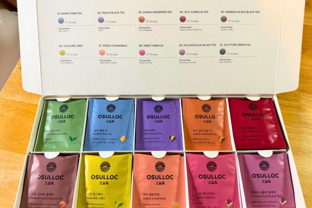 Tea bags in the sampler box