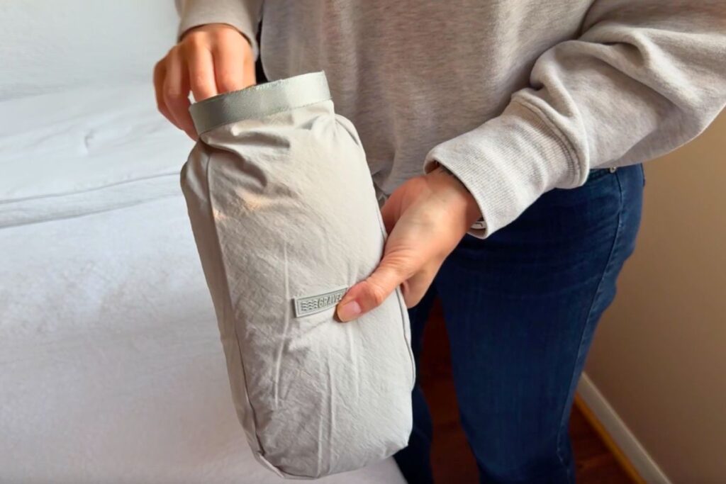Gravel travel blanket wrapped up