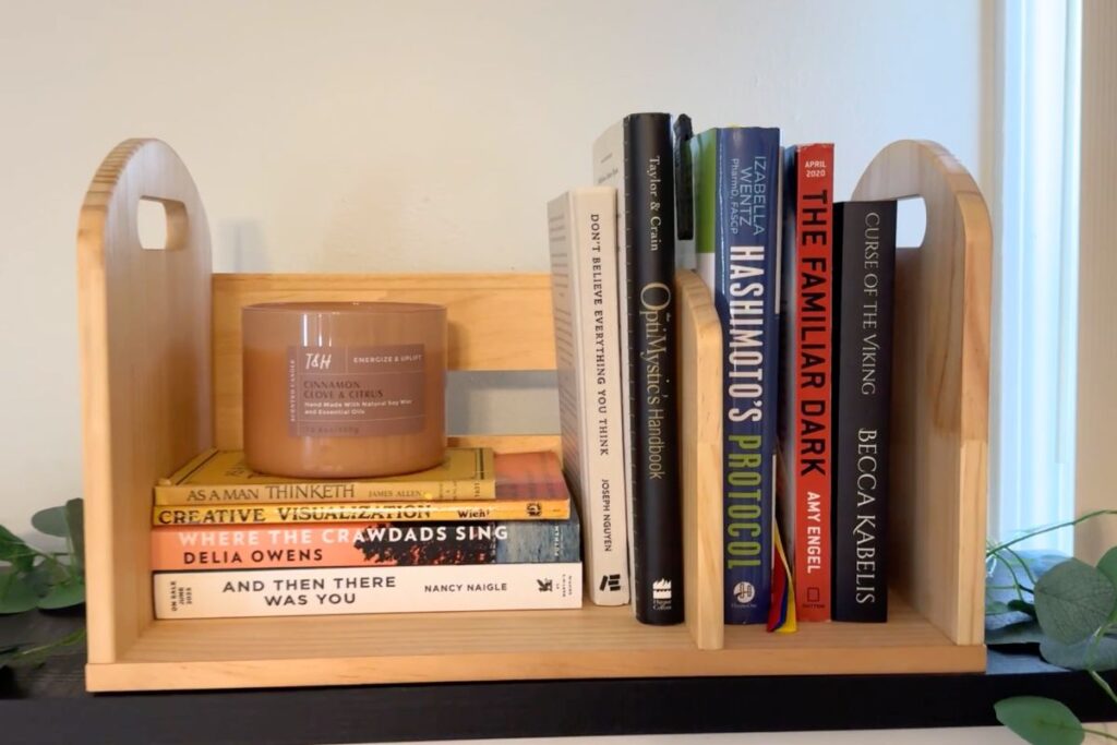 Wood desktop organizer bookshelf