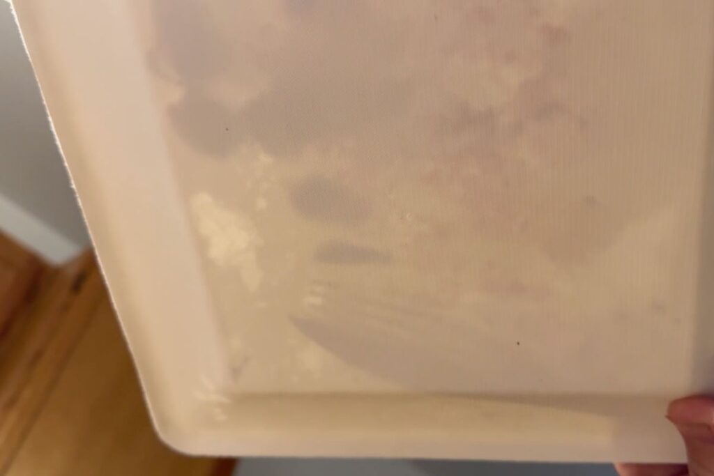 The back of the plate after slicing steak
