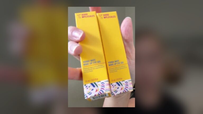 Two yellow Good Molecules Yerba Mate Wake Up Eye Gel boxes held side by side, front panels showing the product name and 15 mL size